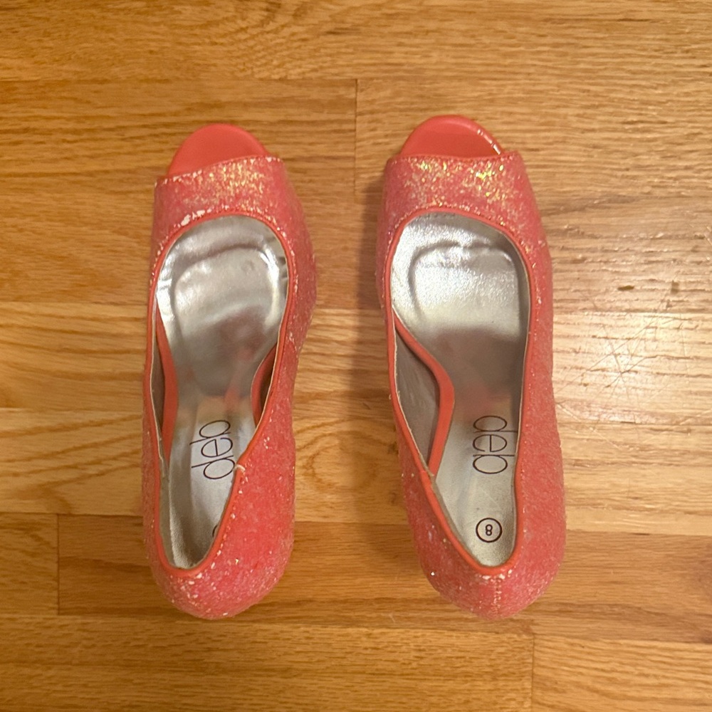 Deb Women's Sparkling Peep Toe Heels - Coral